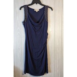 Michael Michael Kors Blue Sleeveless Dress Cowl Neck Studded EUC SZ SM